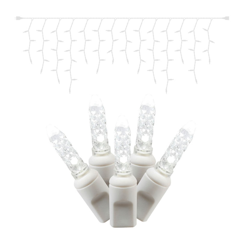 70 Lights Icicle Lighting, Pure White, 21" H x 2" W x 108" D