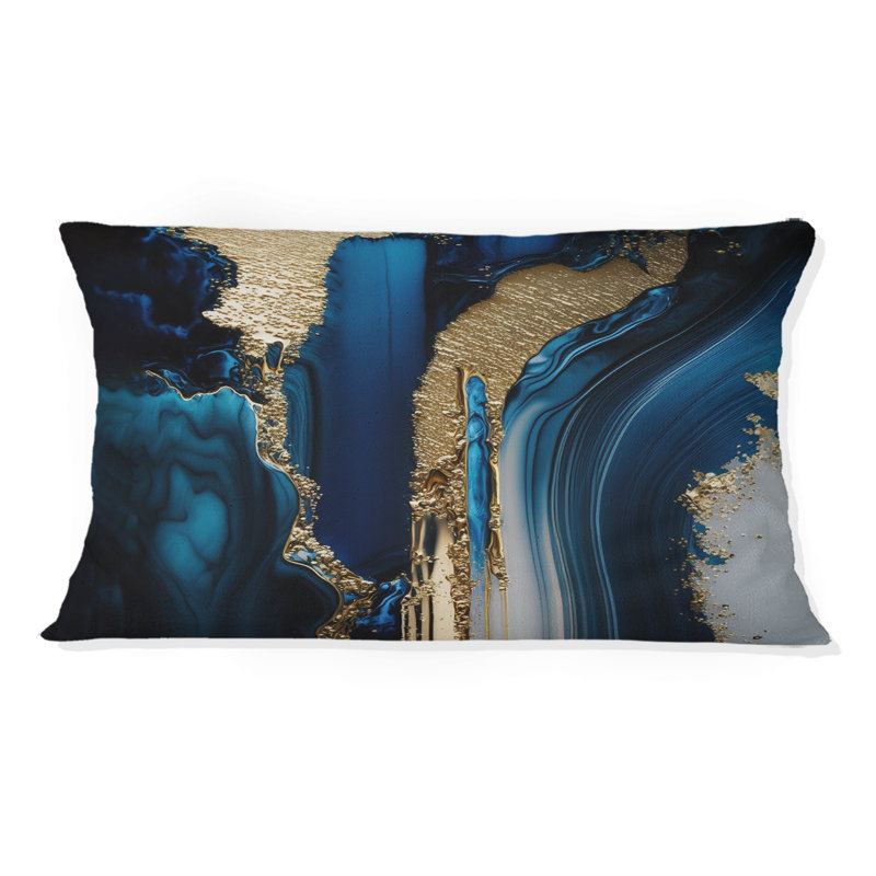 Coussin décoratif abstrait Abstract Geode Waves Gold II - Abstract