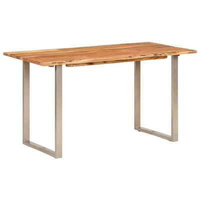 Depasquale Acacia Solid Wood Top Metal Base Dining Table