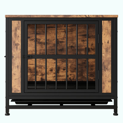 Small Pet House With Double Doors And Adjustable Footrest Metal Dog Cage Pull-Out Hair Tray