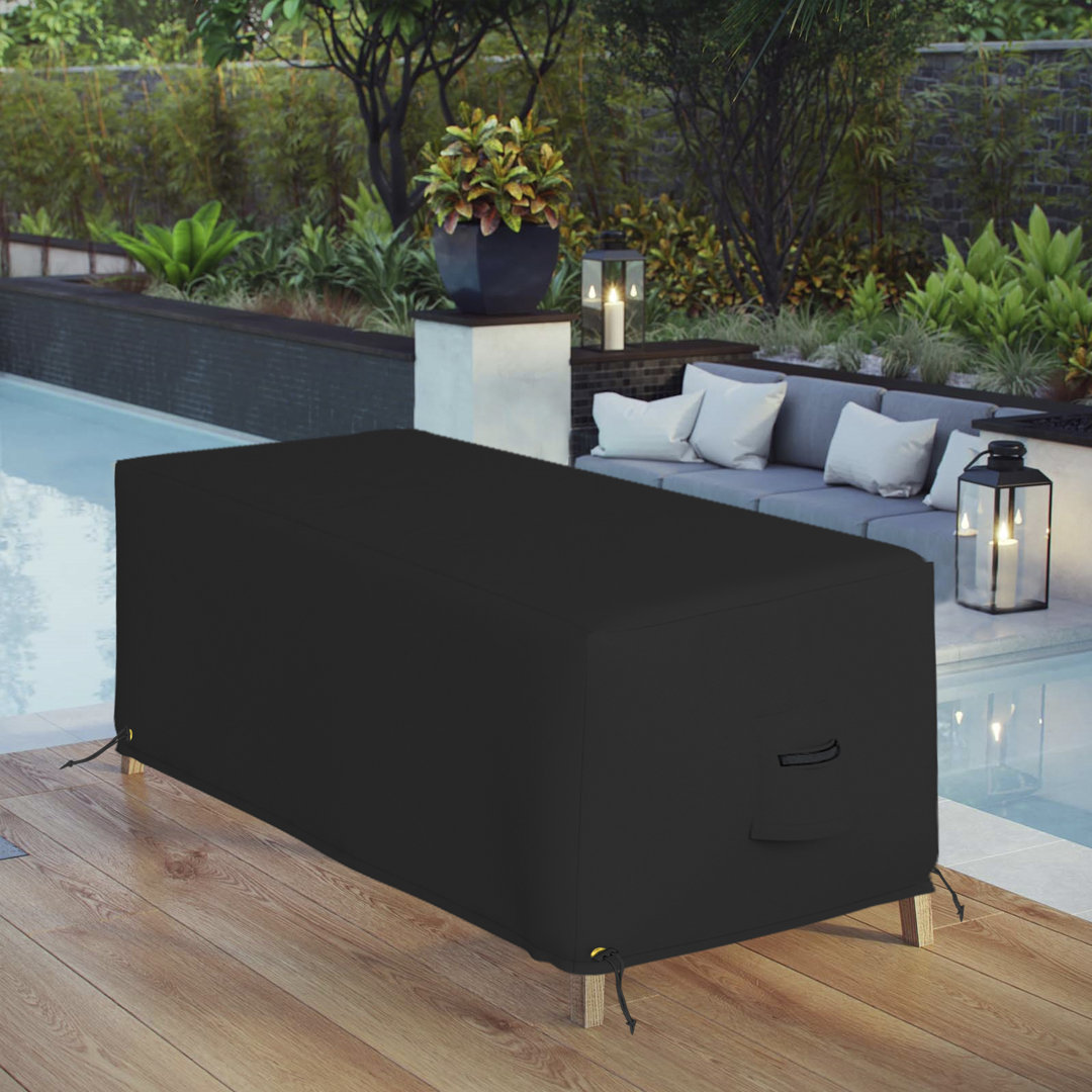 Heavy-Duty Waterproof Rectangle Ottoman Deck Box Cover, Outdoor Square Storage Box Bench Cover