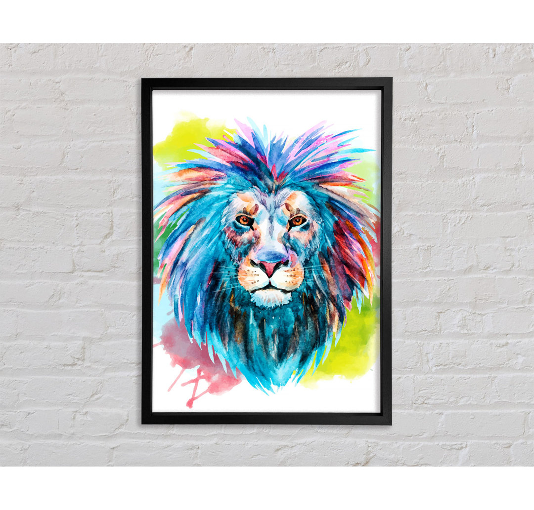 Blue Mained Lion - Einzelner Bilderrahmen Kunstdrucke auf Leinwand