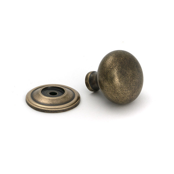 Mushroom Cabinet Knob, 1.30" Knob Diameter, Burnished Brass