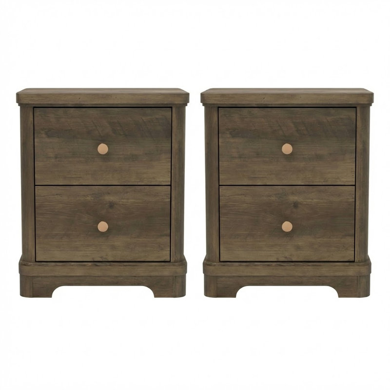 Burkhart Traditional 23.5" H 2 Drawer Nightstand With Sculted Base