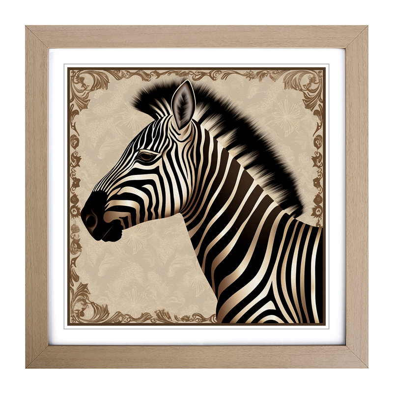 Zebra Art Deco - Framed Print, Oak Framed