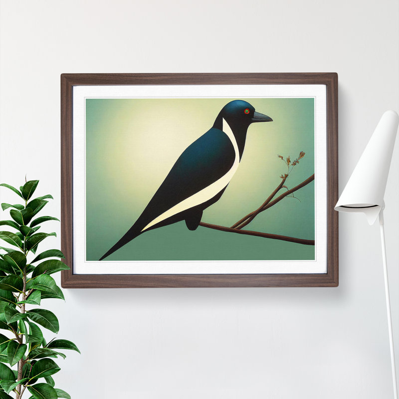 An Astonishing Magpie Bird - Framed Print, Brown, 46cm H x 64cm W x 2cm D