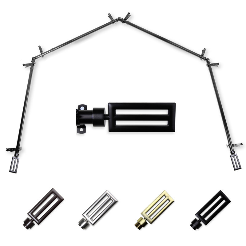 Tringle à rideaux simple ajustable avec baie vitrée 0,81 po Iovu, Noir, 28 po à 48 po (chaque côté)