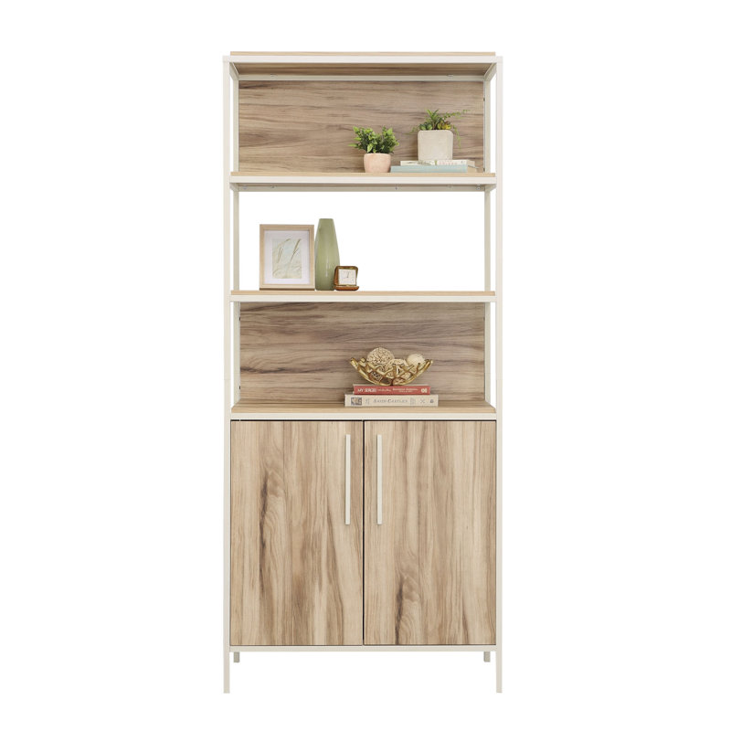White and Kiln Acacia Adjustable Kids' Storage Bookcase with Doors