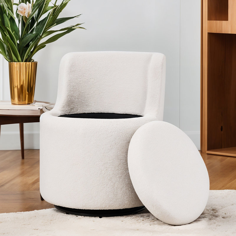 Upholstered Teddy and Sherpa Swivel Barrel Chair
