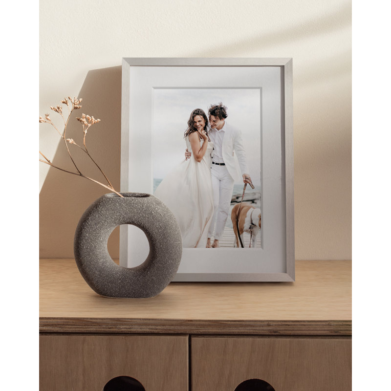 Cadre photo en métal avec verre, Argent, L 6 po x H 8 po