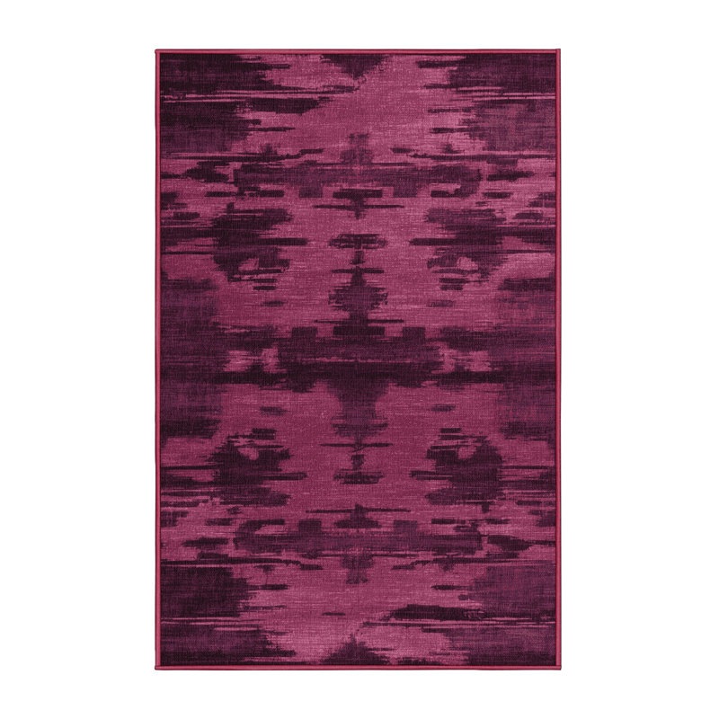 Tapis rouge abstrait lavable à la machine, Tapis de couloir 2 pi x 5 pi