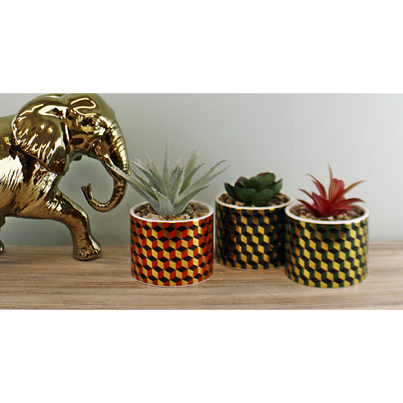 15cm Faux Succulent Plant in Ceramic Pot