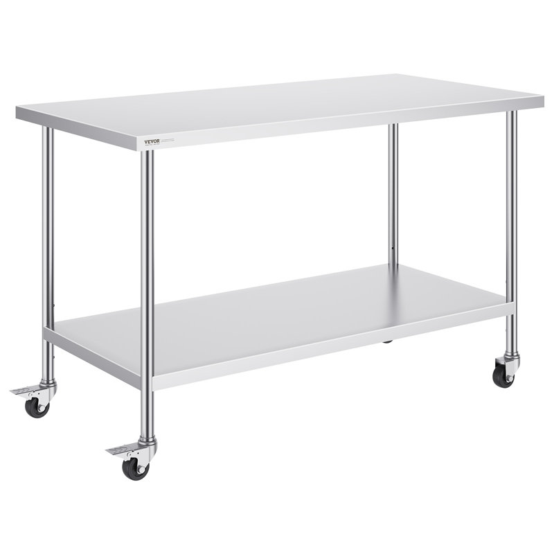 Table de travail portative réglable en acier inoxydable H 38 po VEVOR, H 38 po x L 60 po x l 30 po