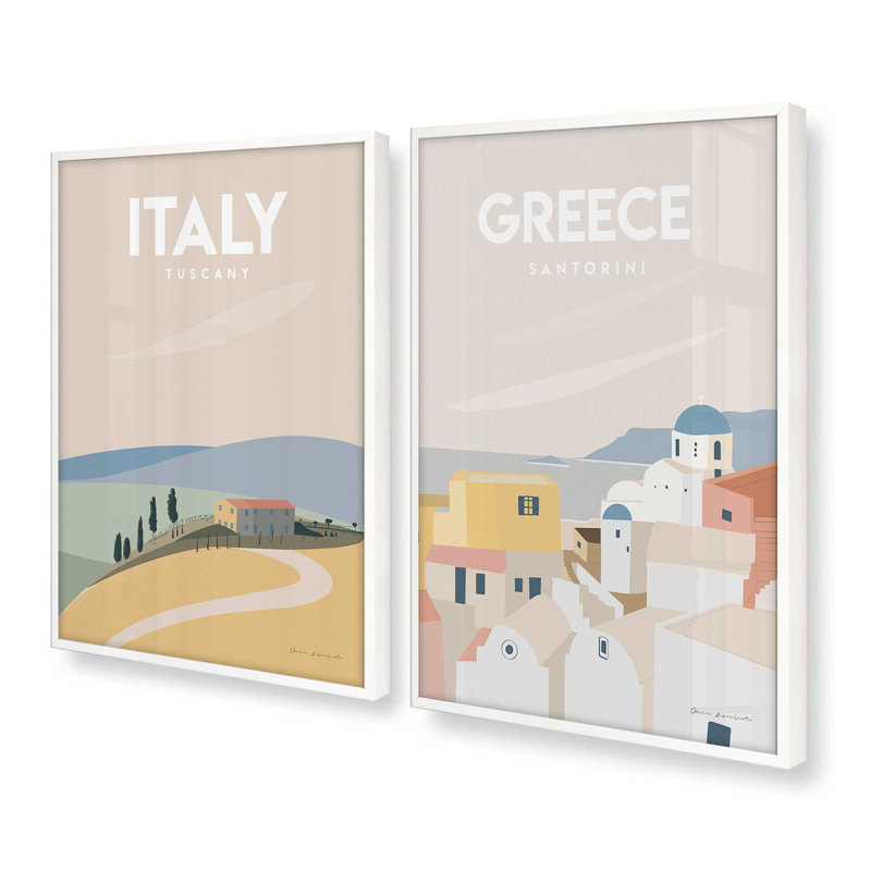 Ensemble de 2 pièces 2 "Scenic Escapes, Blanc opaque, H 25 po x l 19 po