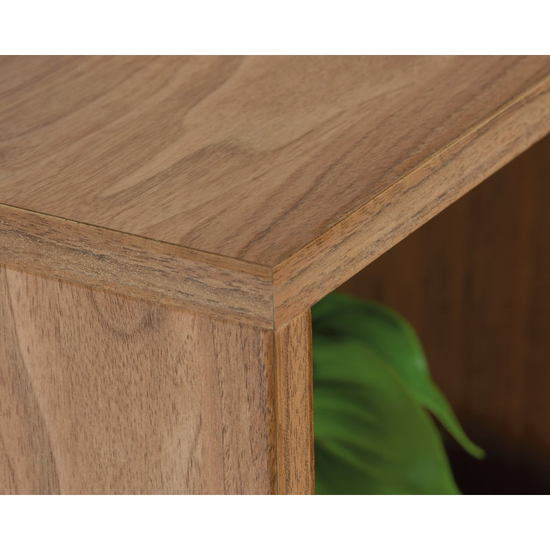 Serene Walnut and Black Adjustable Storage Cabinet with Doors