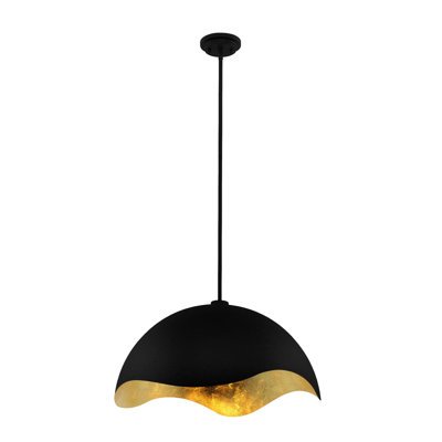 George Kovacs Eclos 23" Wide 1 Light Pendant In Sand Coal W/Gold Leaf Finish