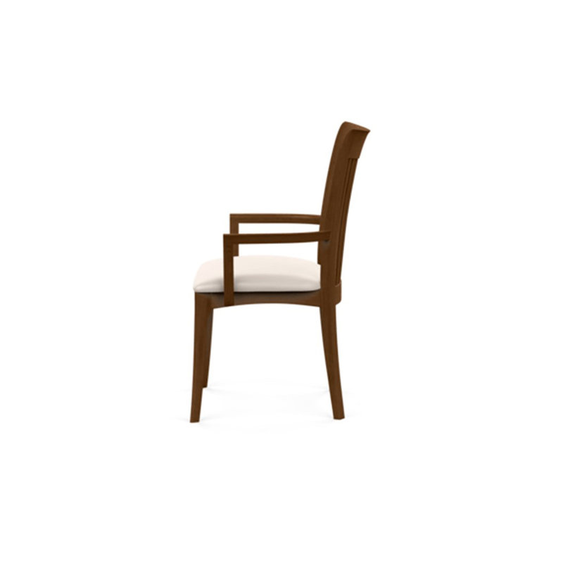 Sarah 19.25'' H Upholstered Armchair, Saddle Cherry, White Leather