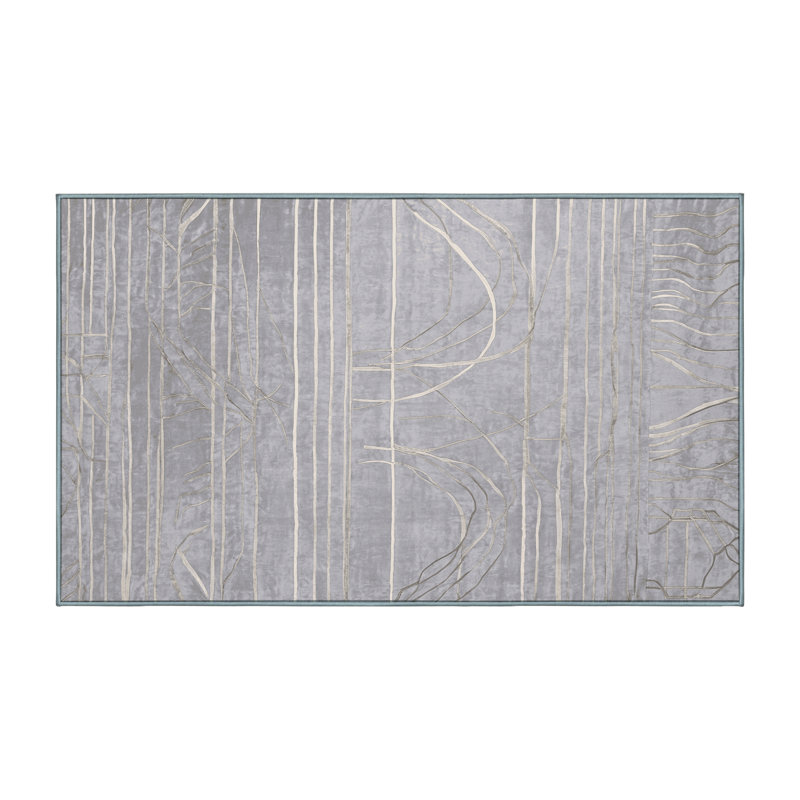 Machine Washable Blue Area Rug, Rectangle 3' x 5'