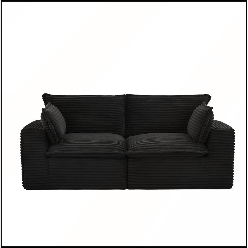 Canapé modulaire de 78,8 pouces avec velours côtelé inspiré des nuages, aucun assemblage requis, léger et adapté aux animaux de compagnie