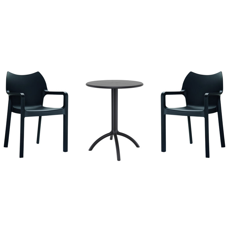 Adrian  2 - Person 23.6" Round Bistro Set, Black