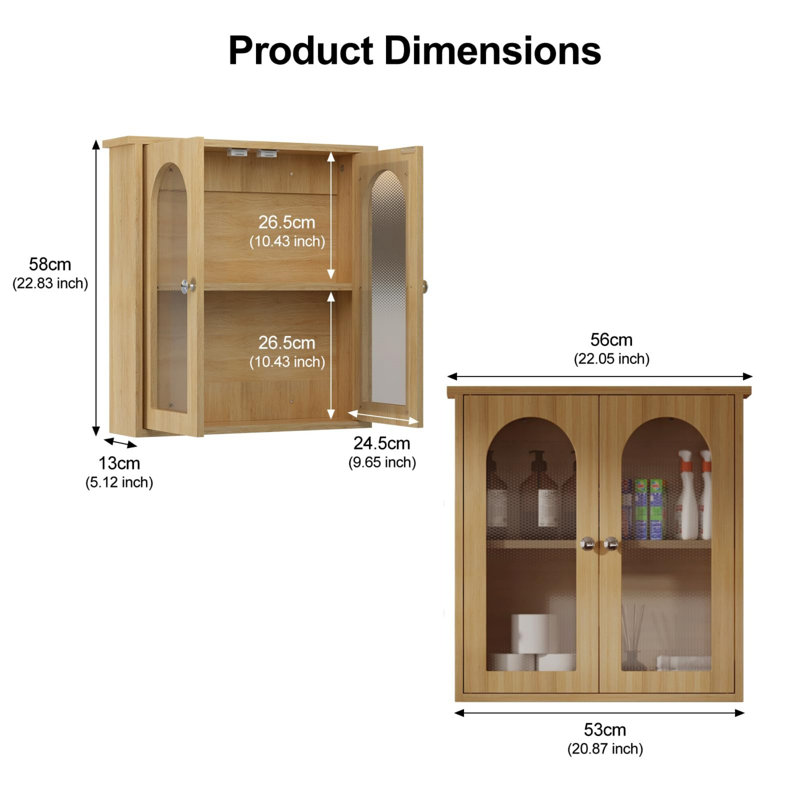 Wall Mounted Required Bathroom Cabinet, Natural