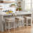 Transitional Beige 24 Inch Barstool with Comfortable Upholstery