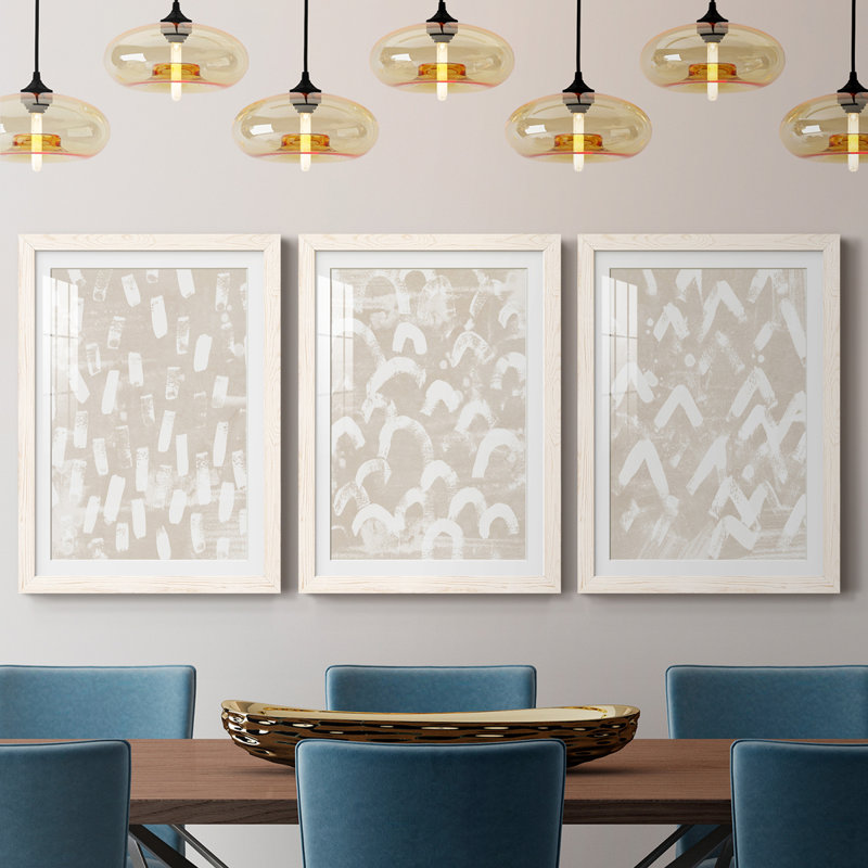 Earth Earth I - ensemble de 3 reproductions d'art encadrées, H 24 po x l 54 po x P 1,5 po, Blanc
