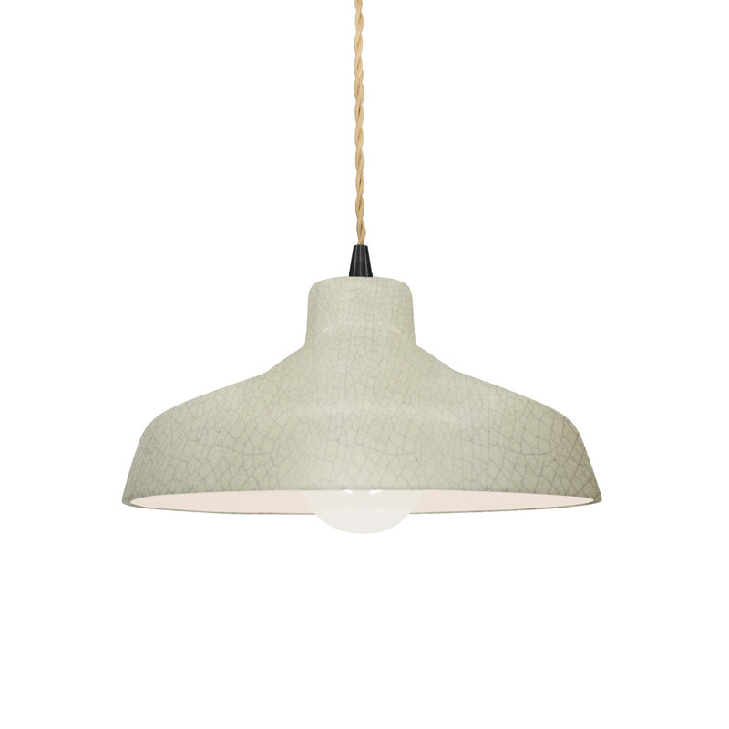 Gela 1 - Light Dome Pendant, 5.75" H x 11.5" W x 11.5" D, Matte Black, Celadon Green Crackle