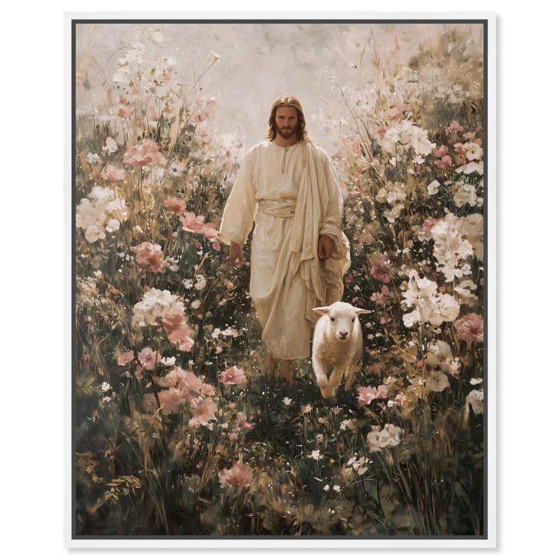 «Path of Peace and Flowers II», reproduction d'art sur toile par Art Remedy, cadre noir, 16 x 20, H 21 po x l 17 po
