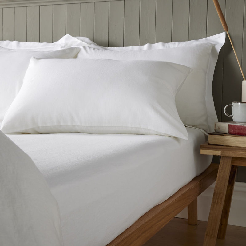 Syvester Linen Blend Standard Fitted Sheet, White, Super King (6')