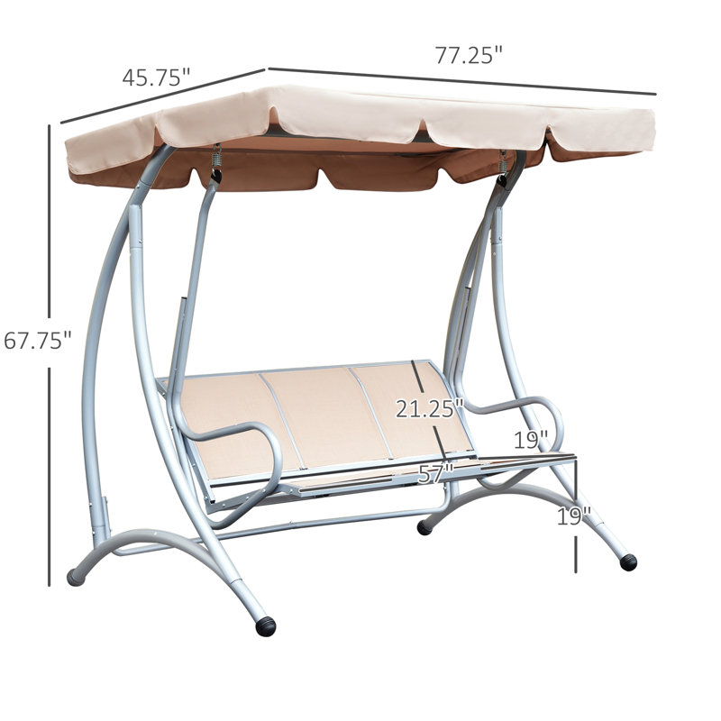Balancelle de jardin robuste avec auvent réglable pour profiter de l'extérieur - Beige 3 arrière-cour, au bord de la piscine