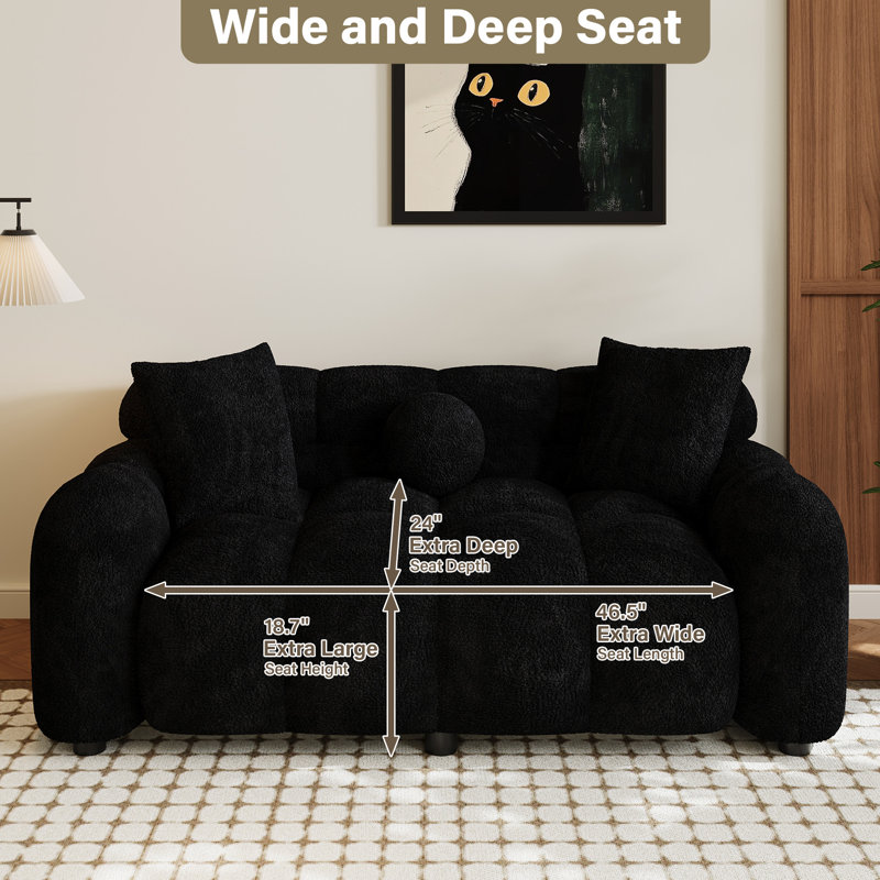 Canapé-lit rembourré 64,7 po Ottwell, Polyester noir