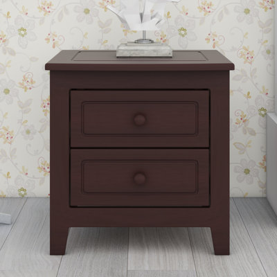 Mid Century Retro Bedside Table 2-Drawer Wooden Nightstand for Bedroom