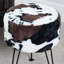 33cm Wide Round Animal Print Footstool Ottoman