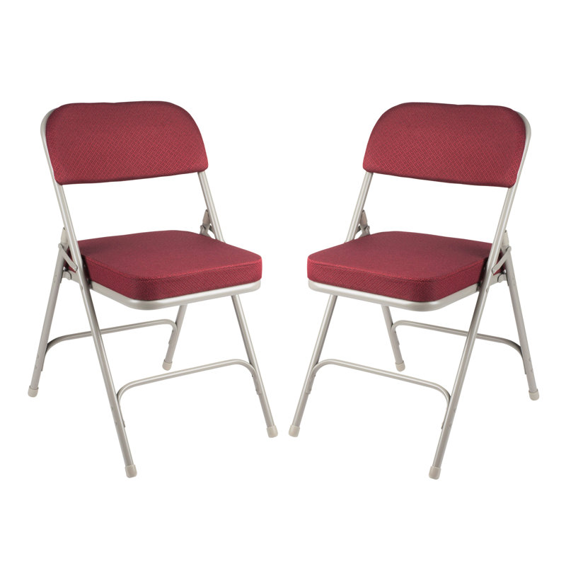 Bernadine Deluxe Fabric Padded Folding Chair, Red/Gray