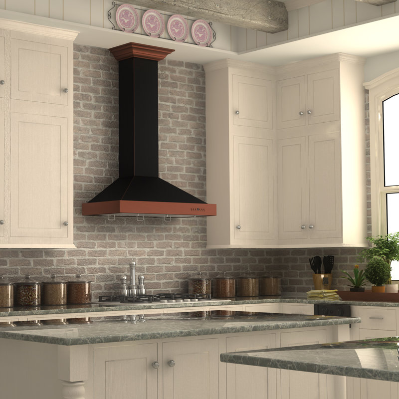 30" 400 CFM Convertible Flush Mount Range Hood, Hand-Hammered Copper