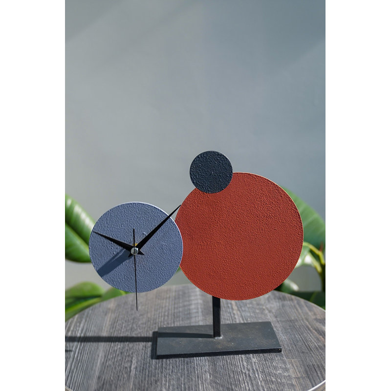 Becknell Stylish Decorative Wall Clock, 10.2 x 9.8 inches | 100% Metal, Thickness: 0.2 inches | Eye-Catching Tile Red, Blue & Anthracite Colors | Perfect for Living Room, Office, or Kitchen Decor | Modern Design