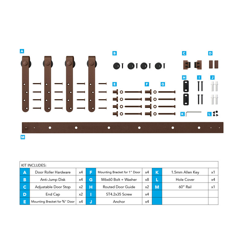 Oil Rubbed Bronze Mini Sliding Barn Door Hardware Kit