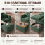 Canapé d'angle modulaire en forme de U de 274 cm avec 2 poufs, pouf avec rangement et table basse intégrée, canapé 3 places en velours côtelé avec poche latérale, vert-1494704861