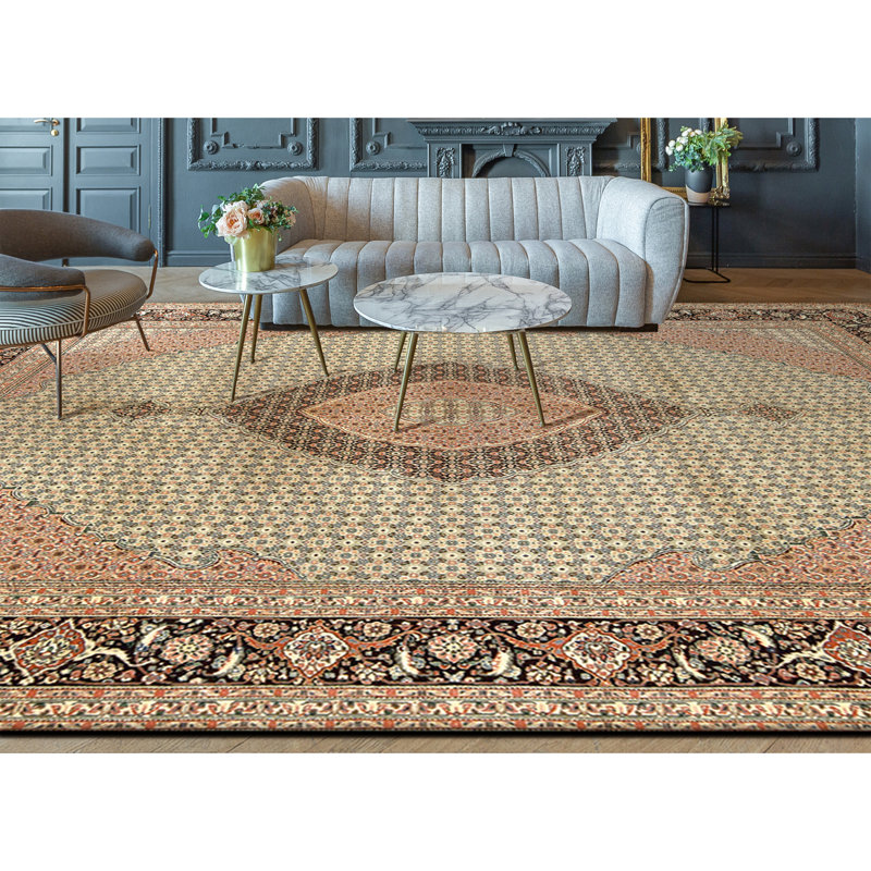 Tapis rectangulaire en laine noué à la main