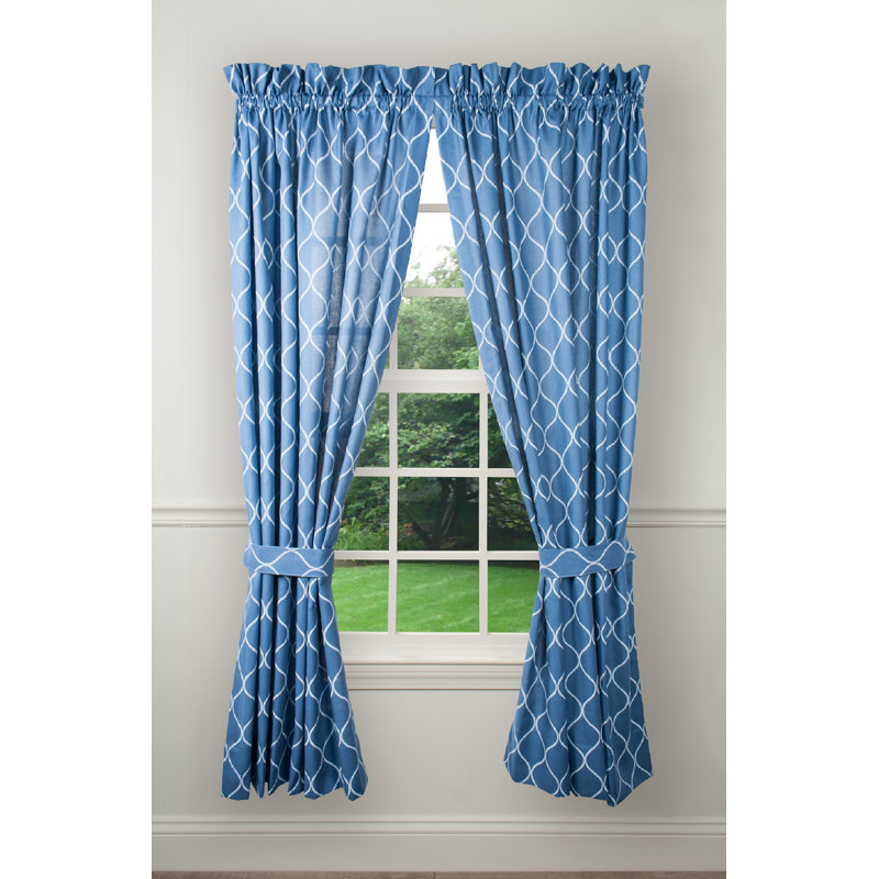 Paddington Semi Sheer Curtain Pair, Blue, 41" W x 63" L