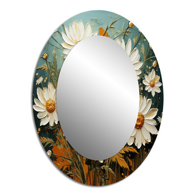 Miroir mural moderne blanc et bleu sarcelle Daisy Serenade II