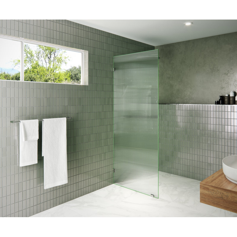 Gaia 30 in. x 78 in. Frameless Fluted Single Fixed Shower Panel, Polished Chrome