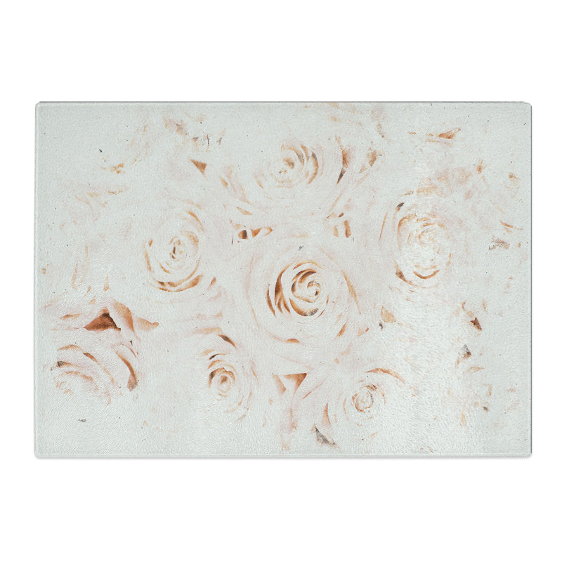 Tempered Glass Wall of Roses Watercolour Chopping Board, 28.5 cm x 39 cm