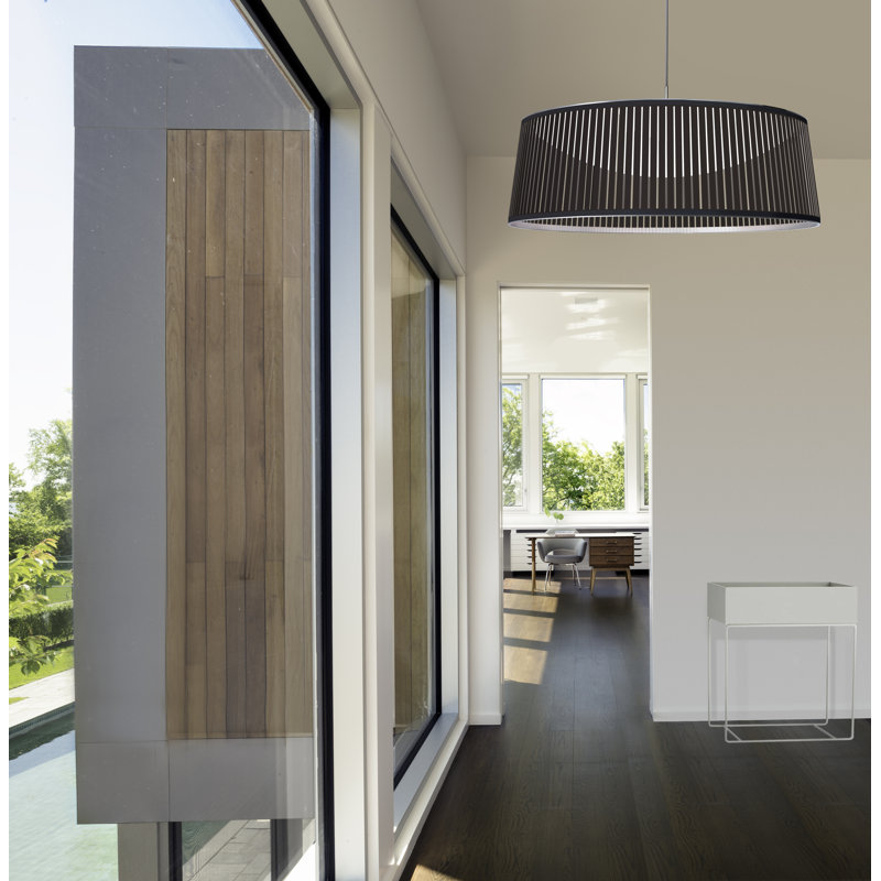 Luminaire suspendu tambour Solis, argent, H 10 po x l 24 po x P 24 po