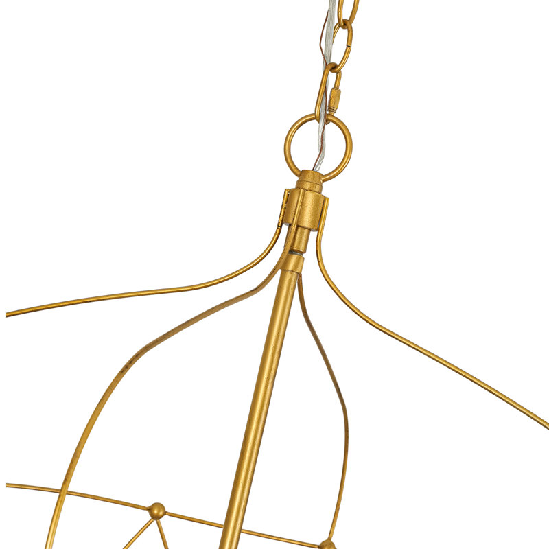 6 - Suspension tambour à cage ouverte en laiton antique clair