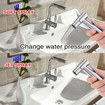 Elongated Hand Held Bidet with Faucet