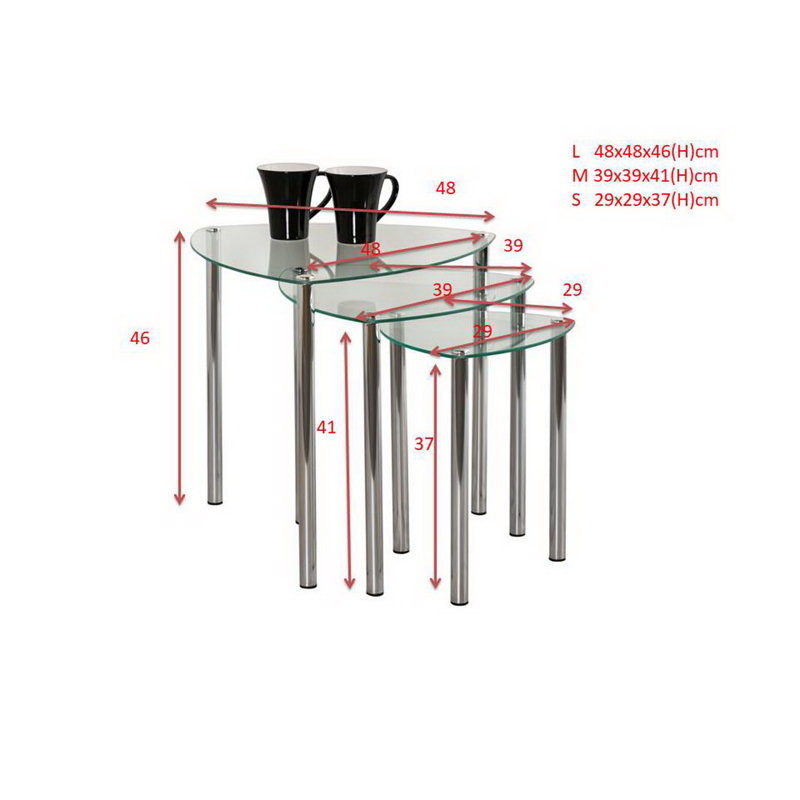Glass Top Nesting Tables, Clear