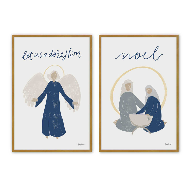 Bethlehem's Glow I, ensemble de 2 reproductions d'art, 10 po x 8 po, Or poli