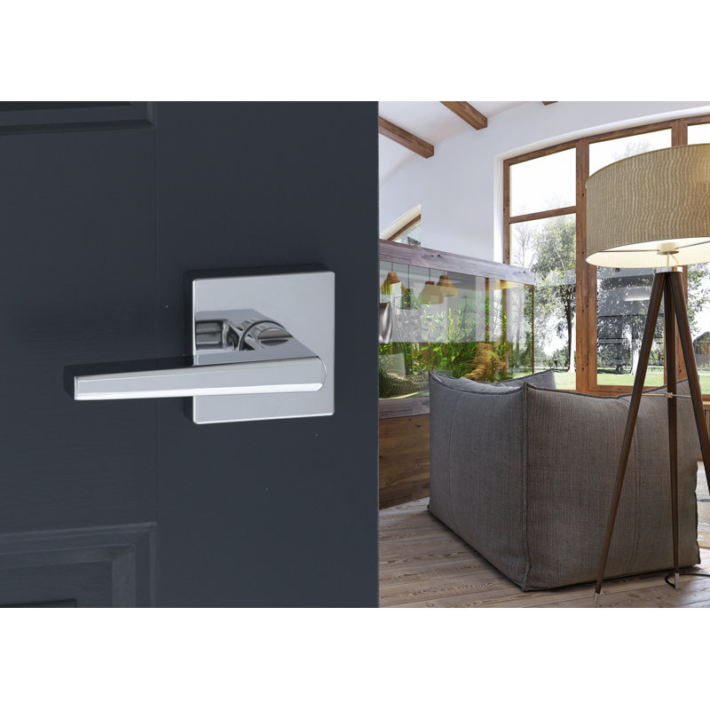 Levier de porte de passage de style moderne mid-century Residential, Acier inoxydable poli
